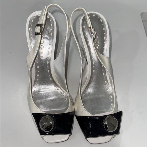 BCBGirls White and Black Slingback Heels - Picture 11 of 11